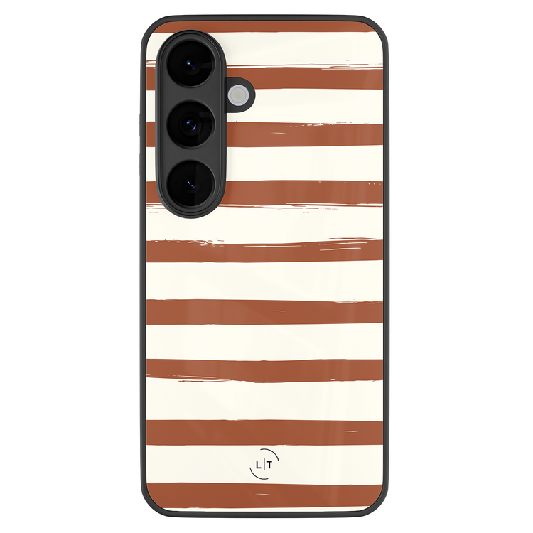 Leuke Telefoonhoesjes Samsung Galaxy S26 hoesje glas - Terracotta stripes