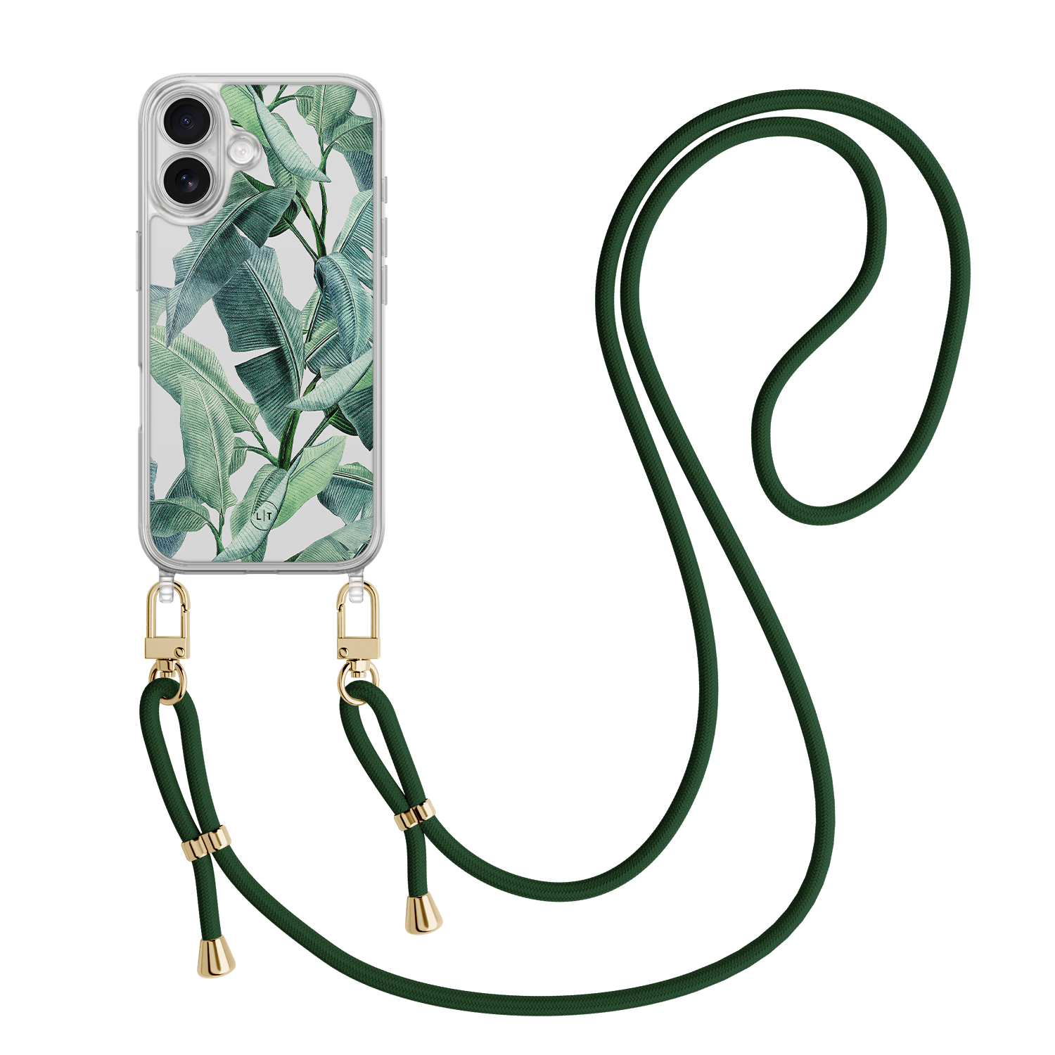 Leuke Telefoonhoesjes iPhone 17 hoesje met groen koord - Banana leaves