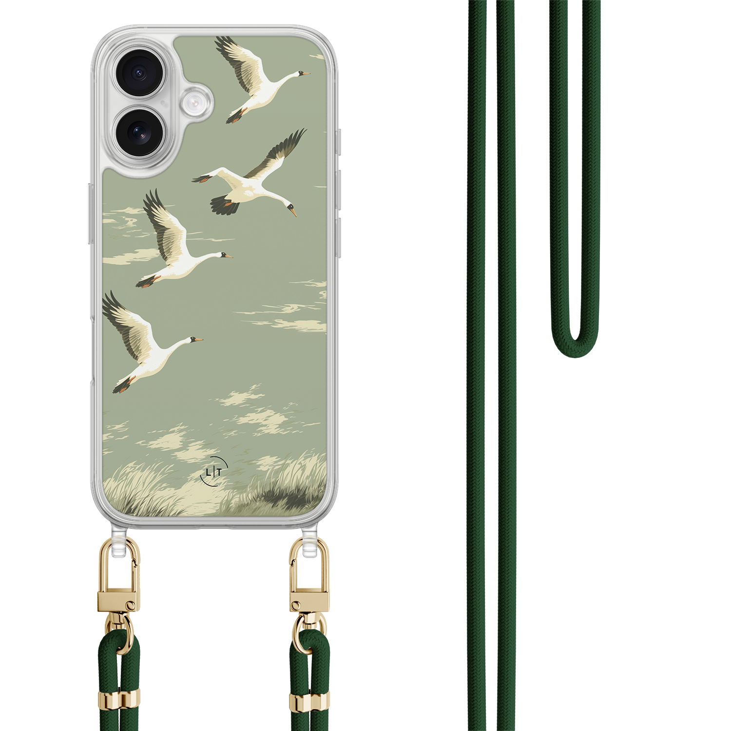 Leuke Telefoonhoesjes iPhone 17 hoesje met groen koord - Vogels