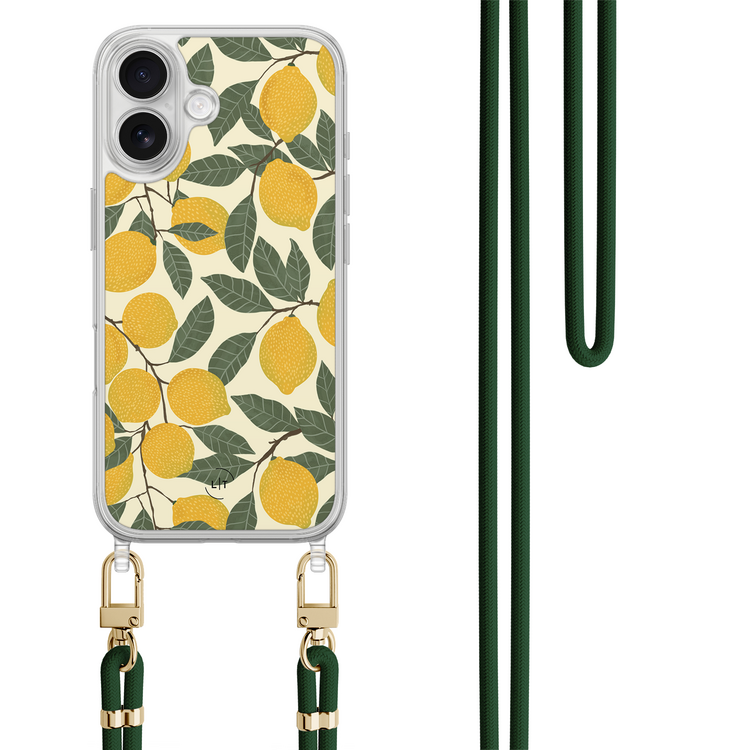 Leuke Telefoonhoesjes iPhone 17 hoesje met groen koord - Citroenen