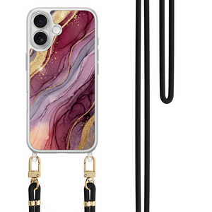 Leuke Telefoonhoesjes iPhone 17 hoesje met zwart koord - Velvet marble