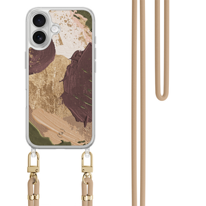Leuke Telefoonhoesjes iPhone 17 hoesje met beige koord - Abstract art