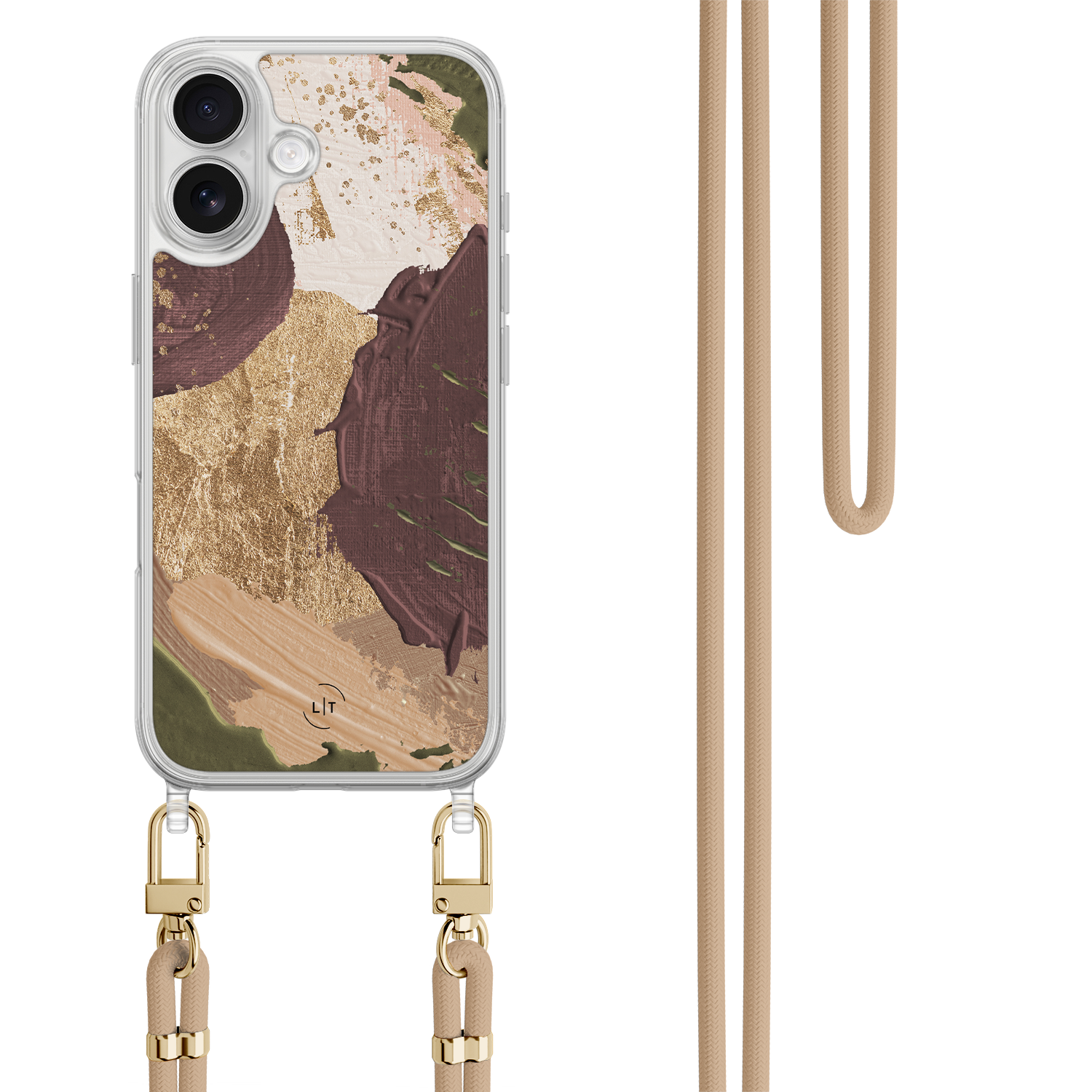 Leuke Telefoonhoesjes iPhone 17 hoesje met beige koord - Abstract art