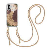 Leuke Telefoonhoesjes iPhone 17 hoesje met beige koord - Abstract art