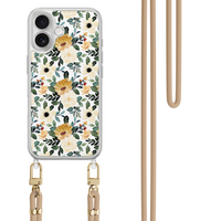 Leuke Telefoonhoesjes iPhone 17 hoesje met beige koord - Lovely flowers