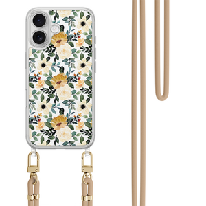 Leuke Telefoonhoesjes iPhone 17 hoesje met beige koord - Lovely flowers