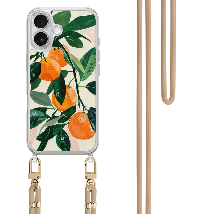 Leuke Telefoonhoesjes iPhone 17 hoesje met beige koord - Oranges