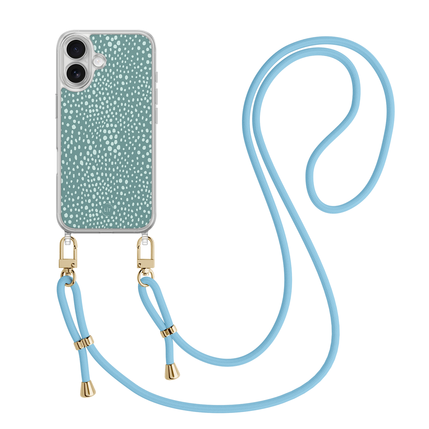 Leuke Telefoonhoesjes iPhone 17 hoesje met blauw koord - Blue dots