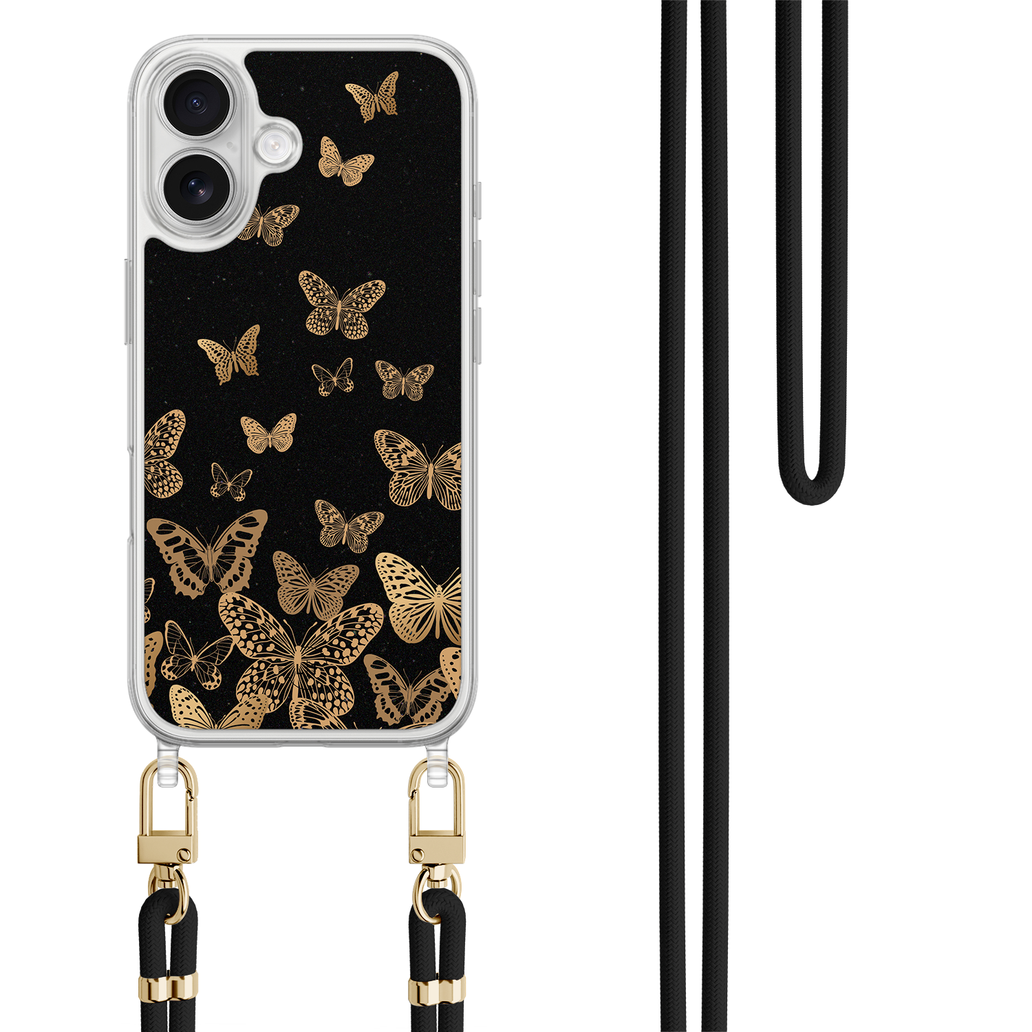 Leuke Telefoonhoesjes iPhone 17 hoesje met zwart koord - Vlinders