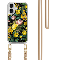 Leuke Telefoonhoesjes iPhone 17 hoesje met beige koord - Bloemen geel