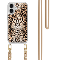 Leuke Telefoonhoesjes iPhone 17 hoesje met beige koord - Luipaardprint