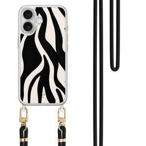 Leuke Telefoonhoesjes iPhone 17 hoesje met zwart koord - Zebra