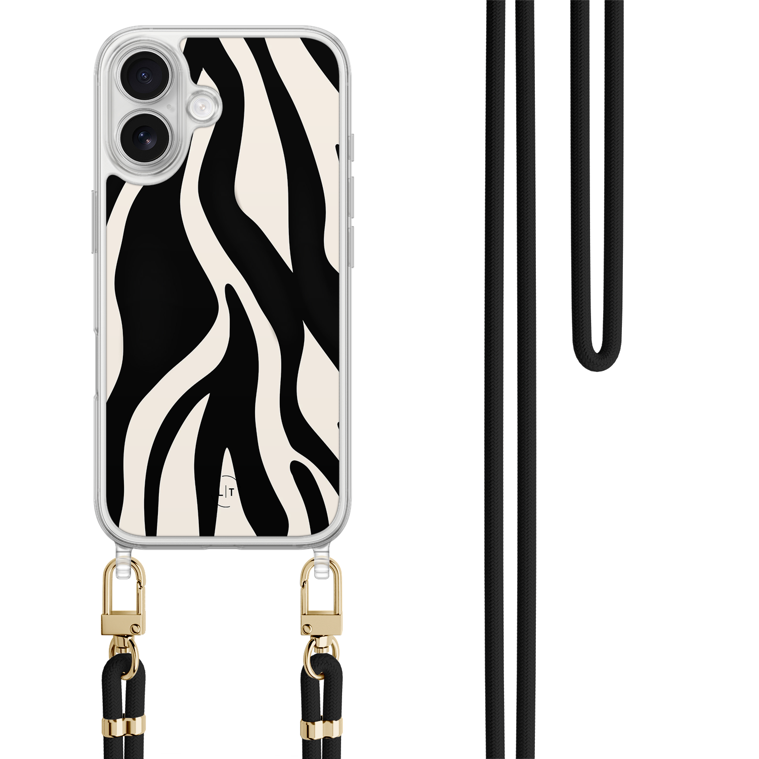 Leuke Telefoonhoesjes iPhone 17 hoesje met zwart koord - Zebra