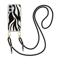 Leuke Telefoonhoesjes iPhone 17 hoesje met zwart koord - Zebra