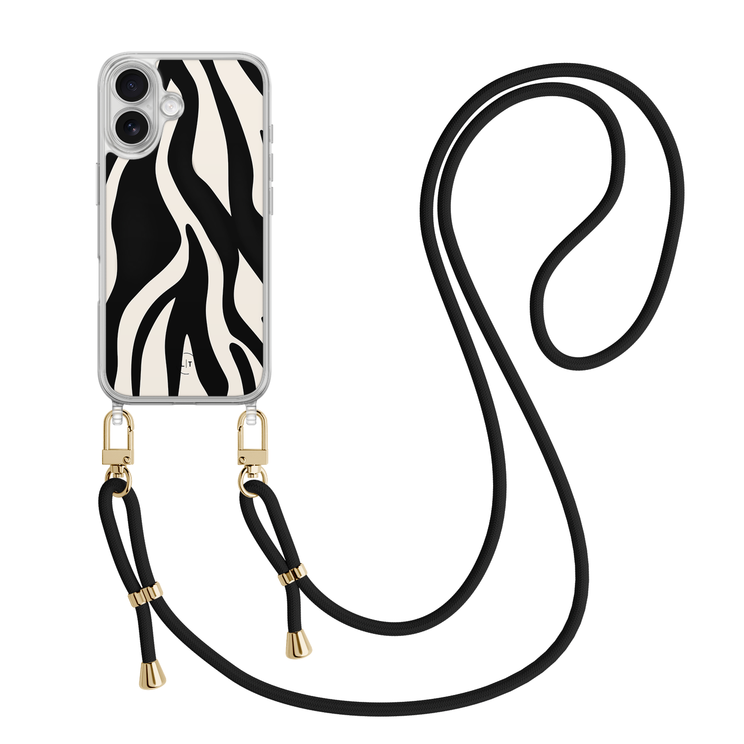 Leuke Telefoonhoesjes iPhone 17 hoesje met zwart koord - Zebra
