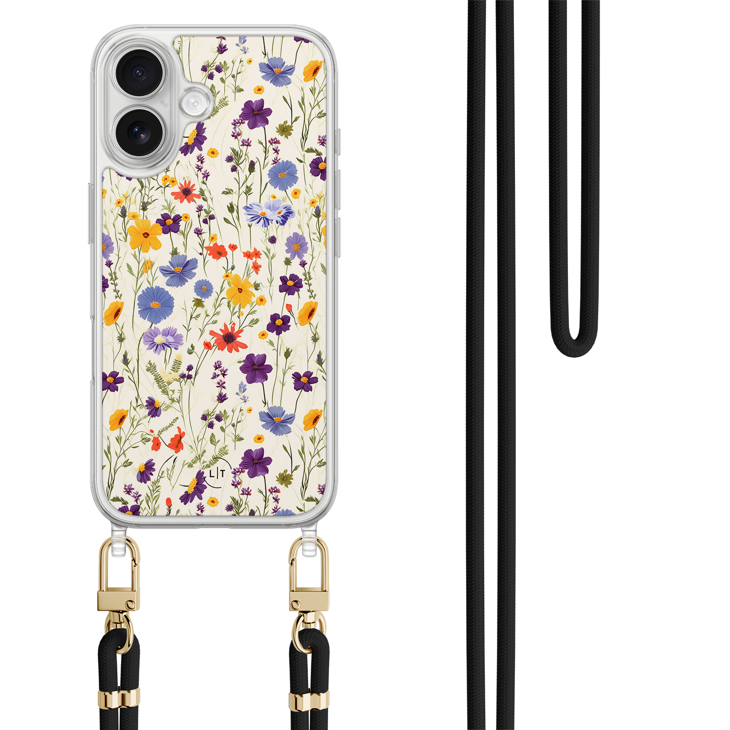 Leuke Telefoonhoesjes iPhone 17 hoesje met zwart koord - Wildflowers