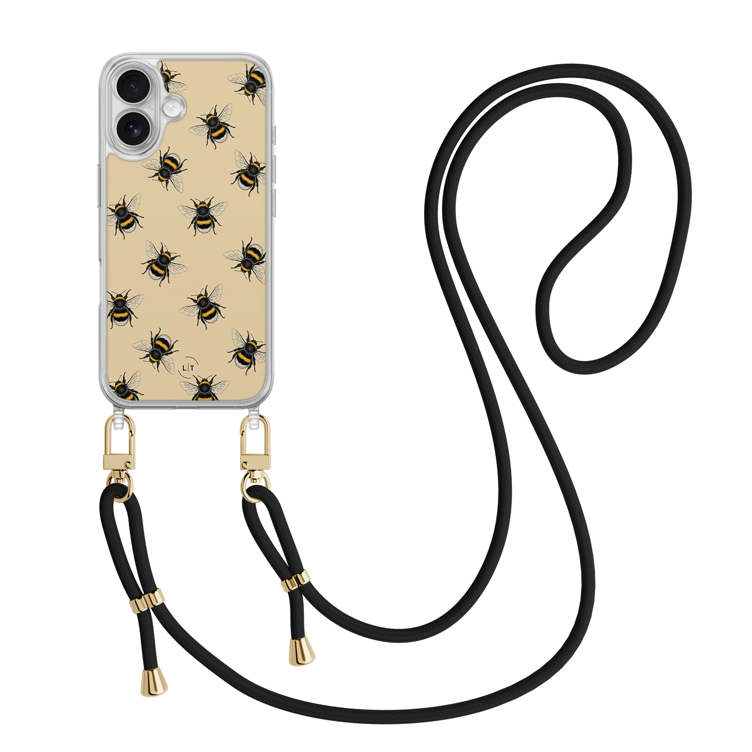 Leuke Telefoonhoesjes iPhone 17 hoesje met zwart koord - Bee happy