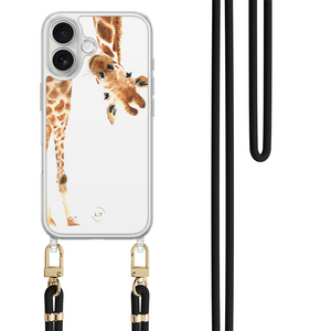 Leuke Telefoonhoesjes iPhone 17 hoesje met zwart koord - Giraffe