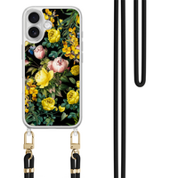 Leuke Telefoonhoesjes iPhone 17 hoesje met zwart koord - Bloemen geel