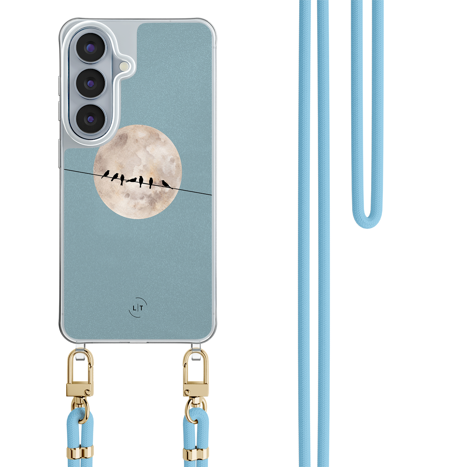 Leuke Telefoonhoesjes Samsung Galaxy S26 hoesje met blauw koord - Moon birds