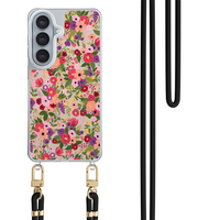 Leuke Telefoonhoesjes Samsung Galaxy S26 hoesje met zwart koord - Floral garden