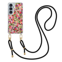 Leuke Telefoonhoesjes Samsung Galaxy S26 hoesje met zwart koord - Floral garden