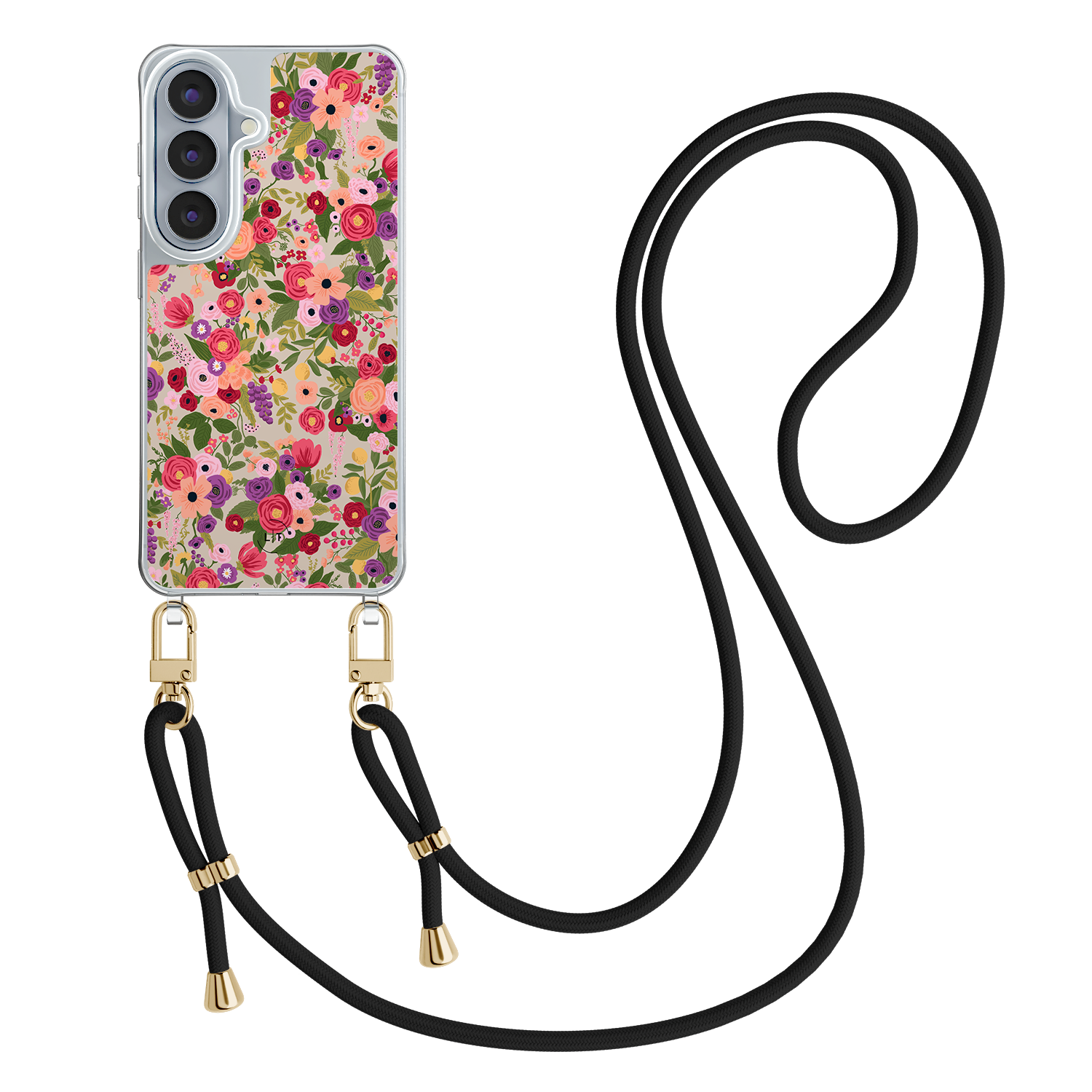 Leuke Telefoonhoesjes Samsung Galaxy S26 hoesje met zwart koord - Floral garden