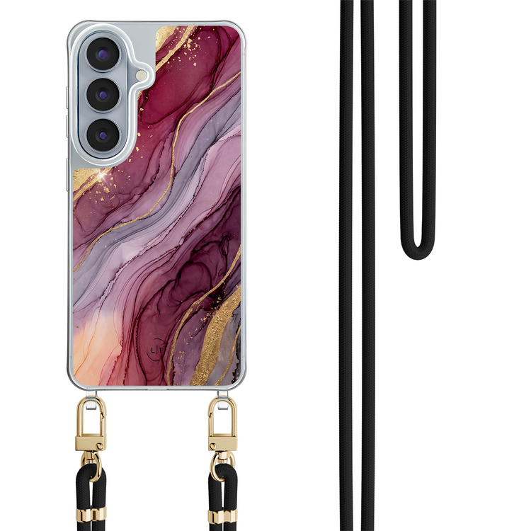 Leuke Telefoonhoesjes Samsung Galaxy S26 hoesje met zwart koord - Velvet marble