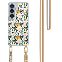 Leuke Telefoonhoesjes Samsung Galaxy S26 hoesje met beige koord - Lovely flowers