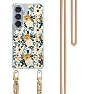 Leuke Telefoonhoesjes Samsung Galaxy S26 hoesje met beige koord - Lovely flowers