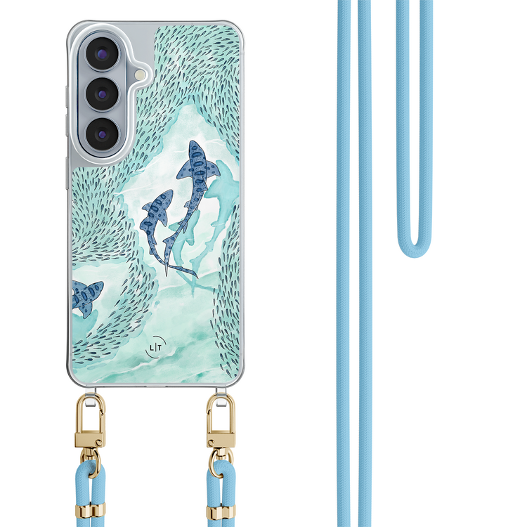 Leuke Telefoonhoesjes Samsung Galaxy S26 hoesje met blauw koord - Baby shark