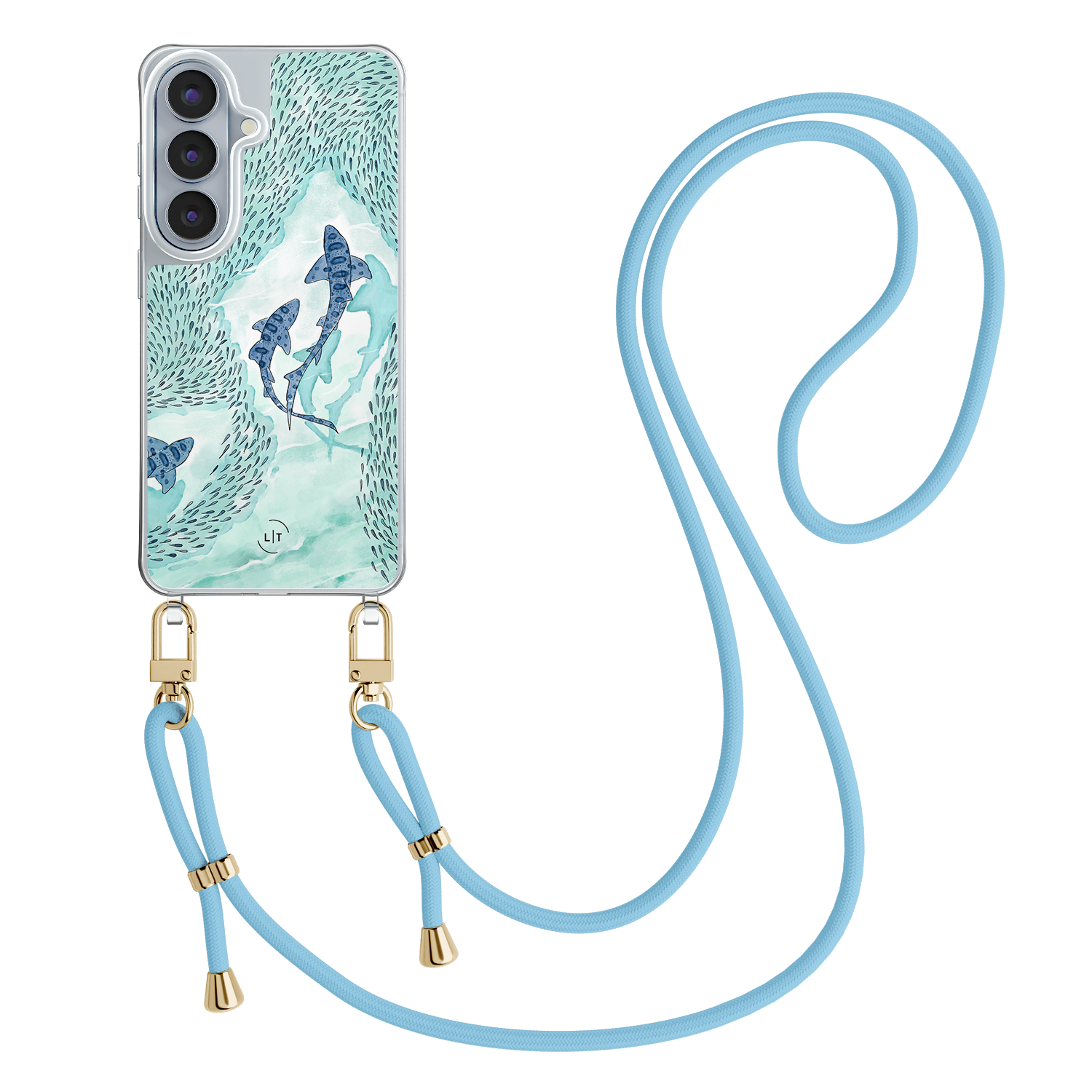 Leuke Telefoonhoesjes Samsung Galaxy S26 hoesje met blauw koord - Baby shark