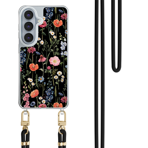 Leuke Telefoonhoesjes Samsung Galaxy S26 hoesje met zwart koord - Dark flowers