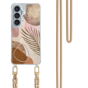Leuke Telefoonhoesjes Samsung Galaxy S26 hoesje met beige koord - Abstract blush shapes