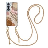 Leuke Telefoonhoesjes Samsung Galaxy S26 hoesje met beige koord - Abstract blush shapes