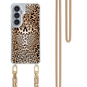Leuke Telefoonhoesjes Samsung Galaxy S26 hoesje met beige koord - Luipaardprint