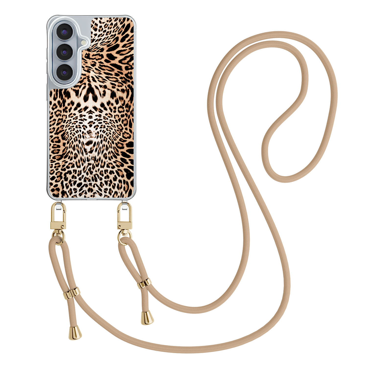Leuke Telefoonhoesjes Samsung Galaxy S26 hoesje met beige koord - Luipaardprint