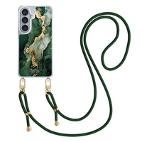 Leuke Telefoonhoesjes Samsung Galaxy S26 hoesje met groen koord - Marmer groen goud