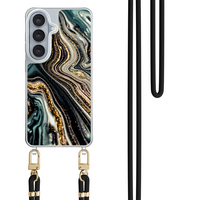 Leuke Telefoonhoesjes Samsung Galaxy S26 hoesje met zwart koord - Marmer swirl