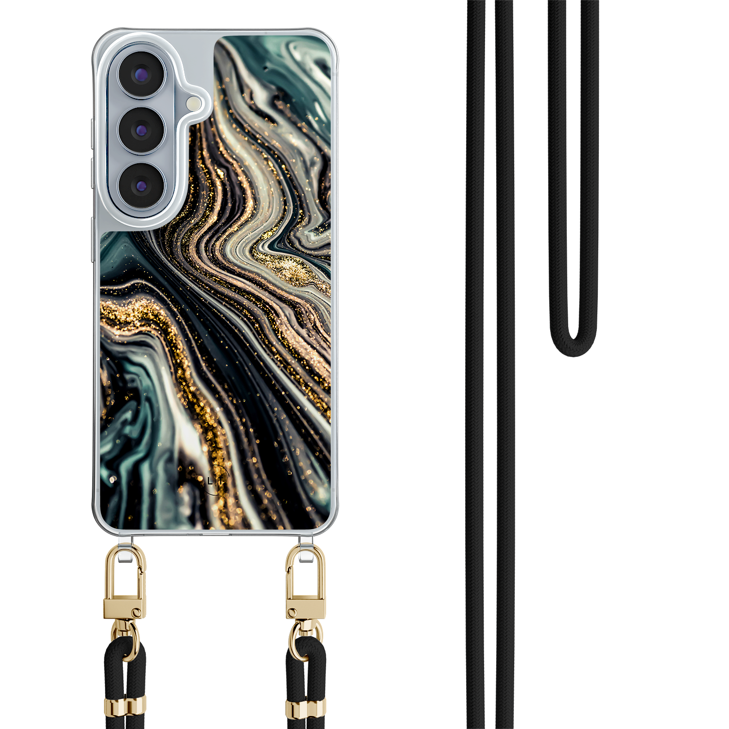 Leuke Telefoonhoesjes Samsung Galaxy S26 hoesje met zwart koord - Marmer swirl