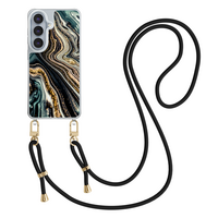 Leuke Telefoonhoesjes Samsung Galaxy S26 hoesje met zwart koord - Marmer swirl