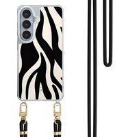 Leuke Telefoonhoesjes Samsung Galaxy S26 hoesje met zwart koord - Zebra