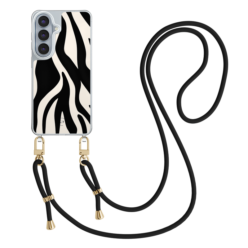 Leuke Telefoonhoesjes Samsung Galaxy S26 hoesje met zwart koord - Zebra
