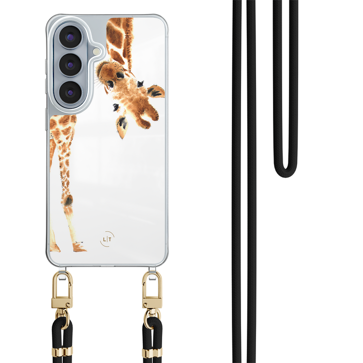 Leuke Telefoonhoesjes Samsung Galaxy S26 hoesje met zwart koord - Giraffe