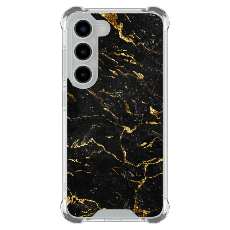 Leuke Telefoonhoesjes Samsung Galaxy S23 shockproof case - Marmer zwart goud