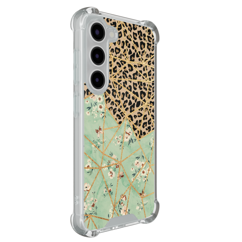 Leuke Telefoonhoesjes Samsung Galaxy S23 shockproof case - Luipaard flower print