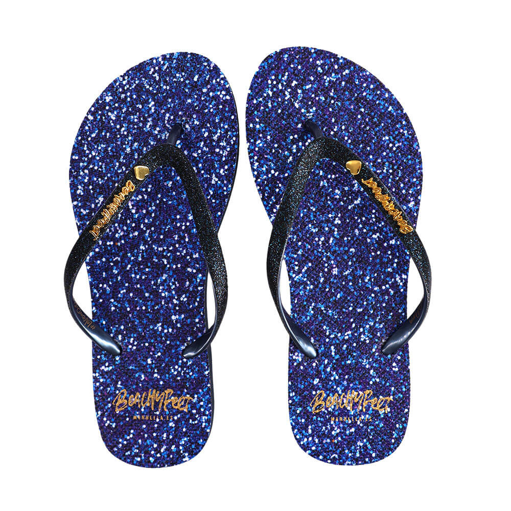 Navy Shimmer Damesslippers by BeachyFeet