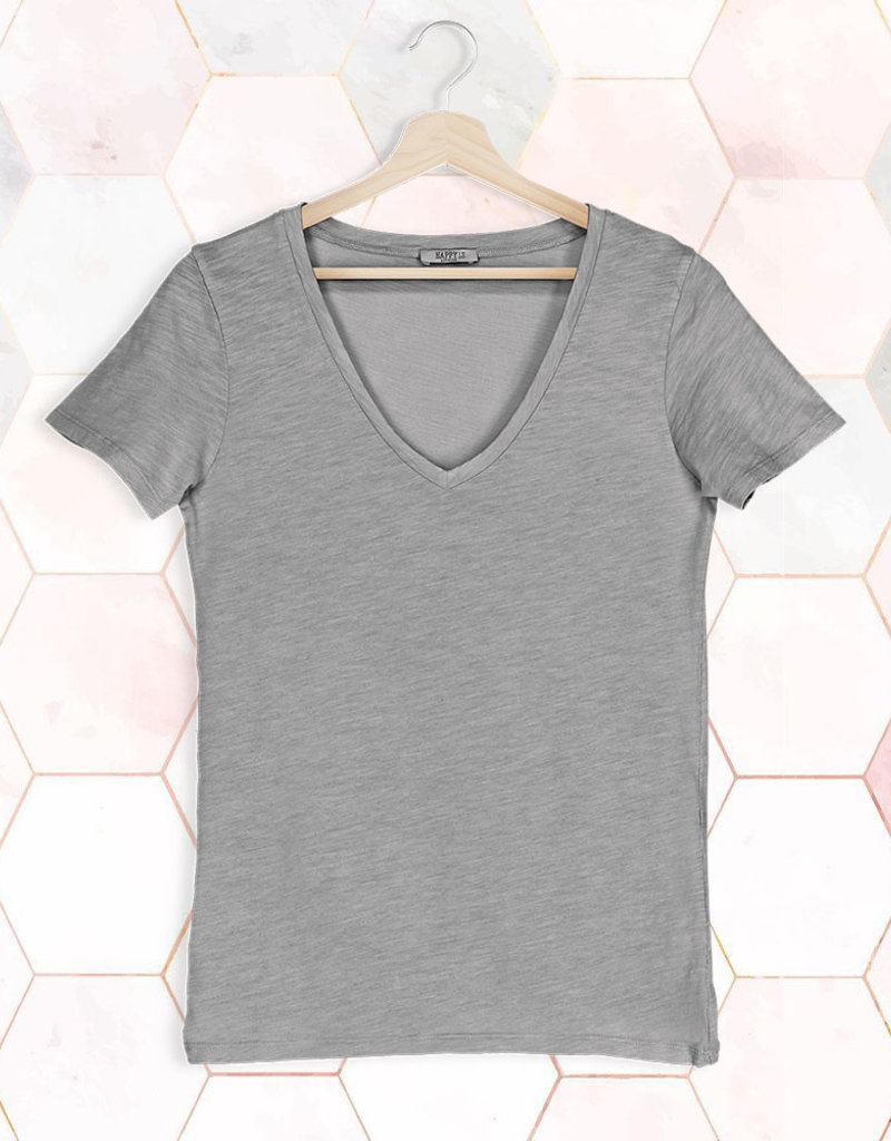 T-Shirt SS V-Neck - Light Grey