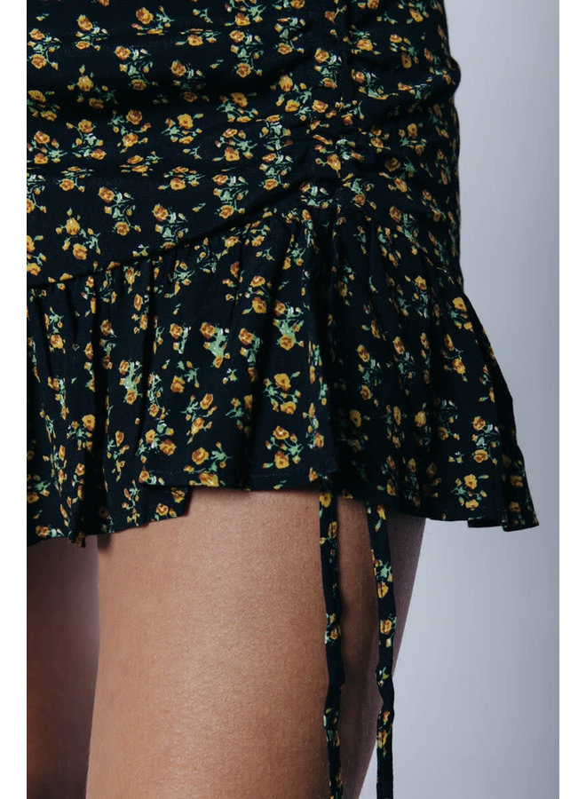 Rok - Ina Small Flower Drawcord Skirt / Yellow