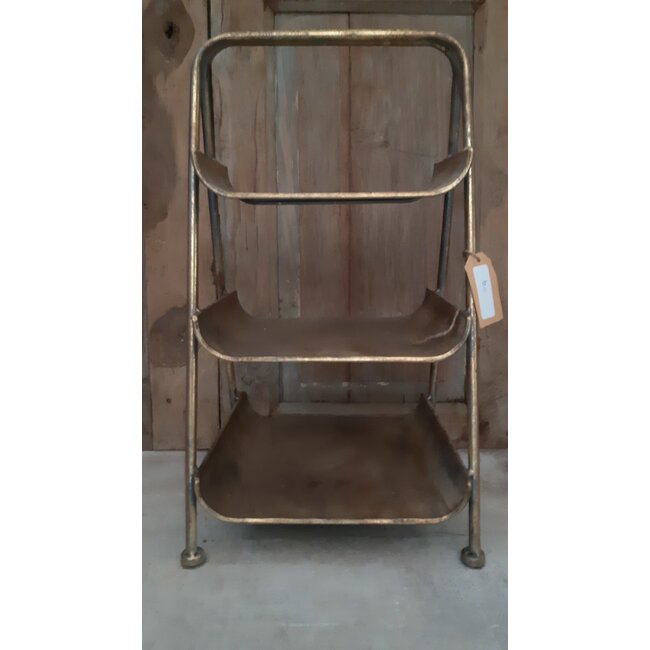 Etagiere metal 28x25x50.5cm - Gold white-washed - excl. deco